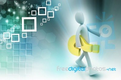 3d People Carrying  The Question Mark Stock Image