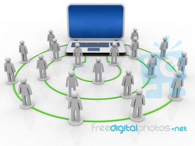 3d People, Man , Human And Laptop Network Stock Image