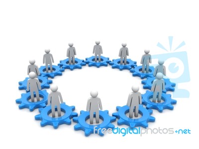 3d People - Man, Person And Gear Mechanism Stock Image