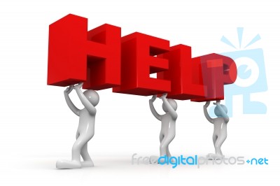 3d People - Men, Person Making  The Word Help Stock Image