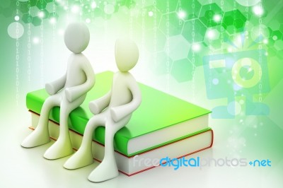 3d People Sitting On The Books Stock Image
