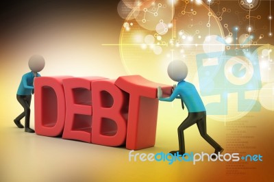 3d People Try To Avoid Debt Stock Image