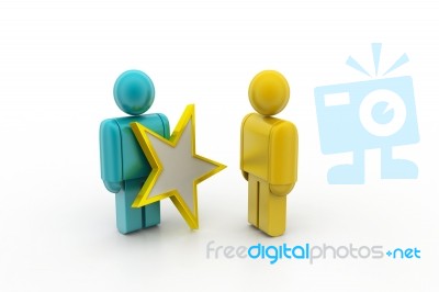 3d People With A Golden Star In A Hand Stock Image