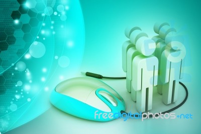 3d People With Computer Mouse Stock Image