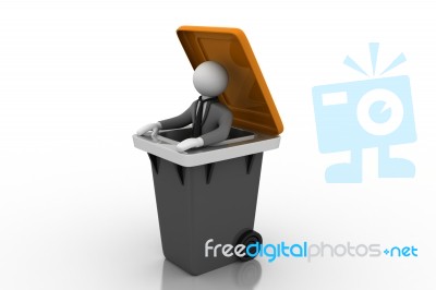3d Person For Something In A Bin Stock Image