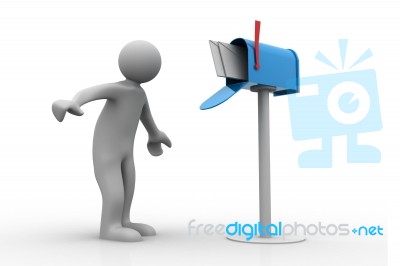 3d Person With A Mailbox Stock Image