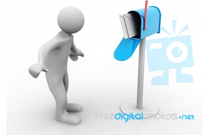 3d Person With A Mailbox Stock Image