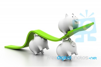 3d Pigs Climb Business Arrow Stock Image