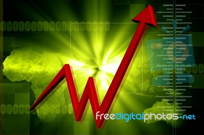 3d Render Business Graph With Upward Arrow Stock Image