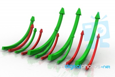 3D Render Business Graph With Upward Arrow Stock Image