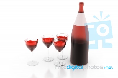 3d Render Of  Glasses And Bottles Of Alcohol Stock Image