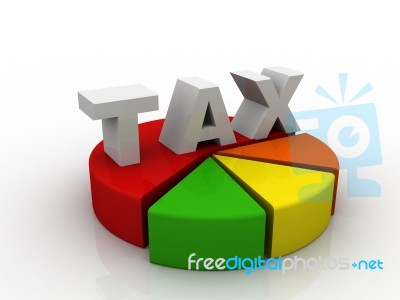 3d Render Of Tax Pie Chart Stock Image