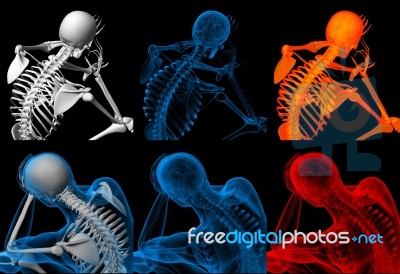 3d Render Skeleton Of A Sitting Stock Image