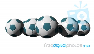 3d Rendered Cyan Soccer Balls Stock Image
