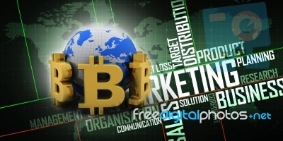 3d Rendering Bitcoin Sign Currency Stock Image
