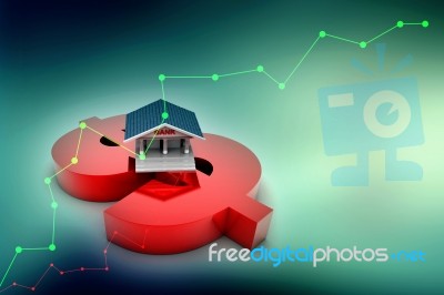3d Rendering Build Bank On Dollar Stock Image