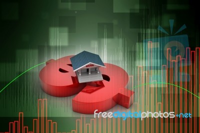 3d Rendering Build Bank On Dollar Stock Image
