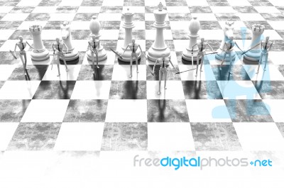 3d Rendering Businessman Fighting, Playing Chess Stock Image