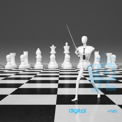 3d Rendering Businessman Fighting, Playing Chess Stock Image