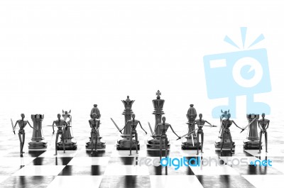 3d Rendering Businessman Fighting, Playing Chess Stock Image