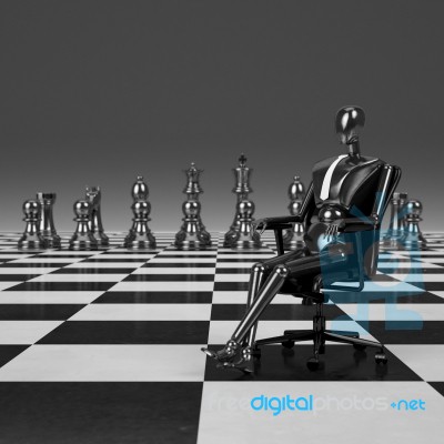 3d Rendering Businessman Sitting On Chair Leader Of Chessman Stock Image