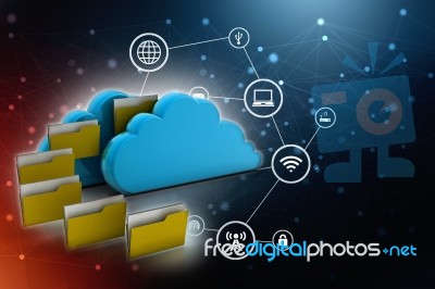 3d Rendering Cloud  Folder Network Stock Image