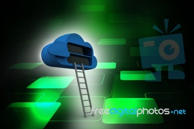 3d Rendering Cloud  Folder With Ladder   Stock Image