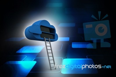 3d Rendering Cloud  Folder With Ladder   Stock Image