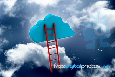 3d Rendering Clouds And Ladder      Stock Image