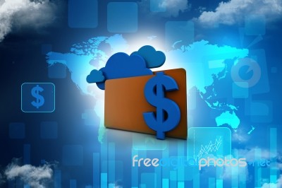 3d Rendering Dollar Symbol With Folder Stock Image
