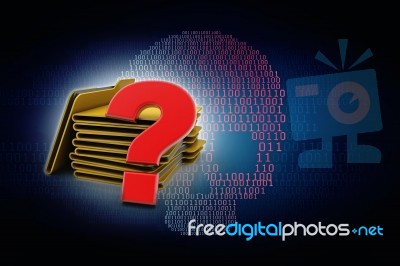 3d Rendering File Folder With Question Symbol Stock Image
