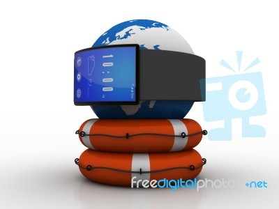 3d Rendering Fitness Bracelet Smart Watch Connected Globe In Life Belt Stock Image