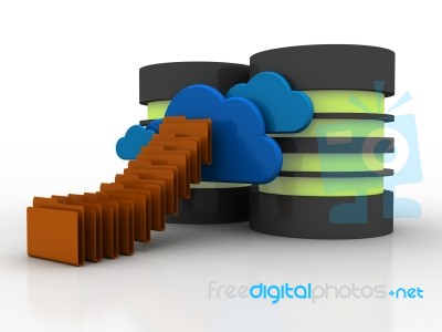 3d Rendering Folder Connected To Database Stock Image