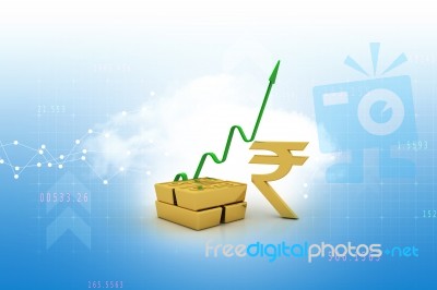 3d Rendering Growth Jumping Arrow With Symbol Of Rupee Stock Image