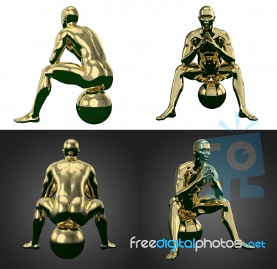 3d Rendering Illustration Of Gold Human Collection Stock Image