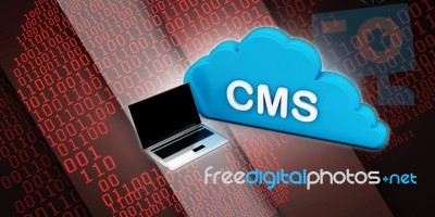 3d Rendering Laptop Cms On A Screen Stock Image