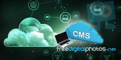 3d Rendering Laptop Cms On A Screen Stock Image