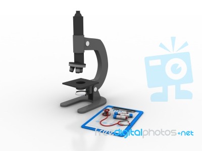 3d Rendering Microscope With Stethoscope Stock Image