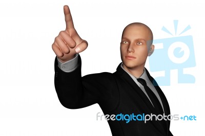 3d Rendering Of Businessman Pointing Finger Forward Isolated On  White Background Stock Image