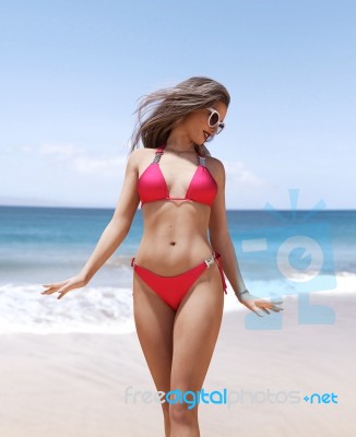 3d Rendering Of Sexy Woman In Bikini,lifestyle Concept And Ideas… Stock Image