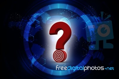 3d Rendering Question Mark With Target Stock Image