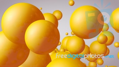 3d Rendering Spheres Abstract Background Glossy Yellow Bubbles B… Stock Image