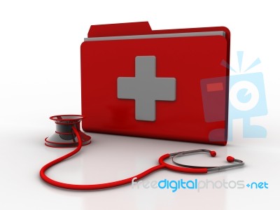 3d Rendering Stethoscope With Hospital Folder Stock Image