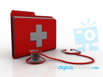 3d Rendering Stethoscope With Hospital Folder Stock Image