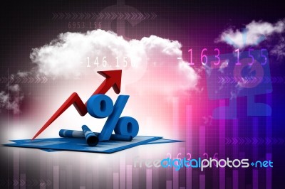 3d Rendering Stock Market Online Business Concept. Business Graph With Percentage  Stock Image