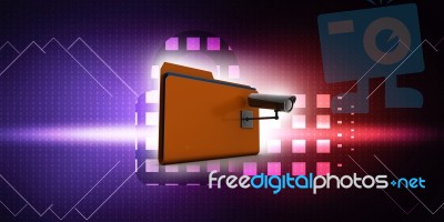 3d Rendering Surveillance Cctv Security Camera With Folder      Stock Image