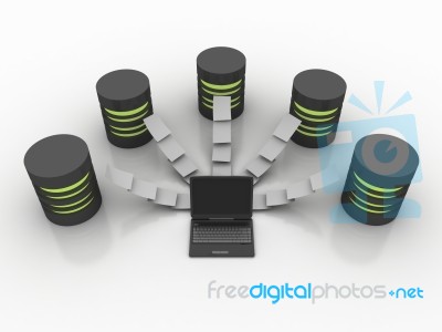 3d Rendering Technology Computer Database Network Stock Image