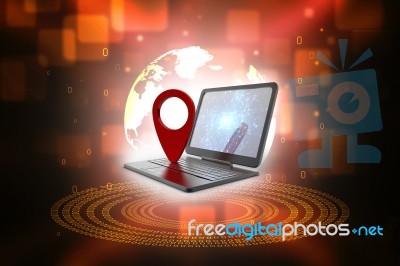 3d  Rendering Travel And Navigation Planning, Concept With Laptop Stock Image