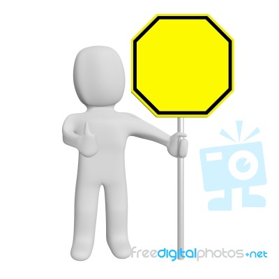 3d Road Sign Blank And Human Stock Image