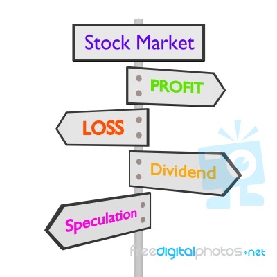 3d Stock Market, Share Signpost Stock Image